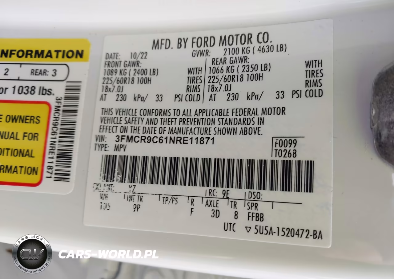 2022 Ford Bronco Sport Outer Banks VIN:3FMCR9C61NRE11871 - 9