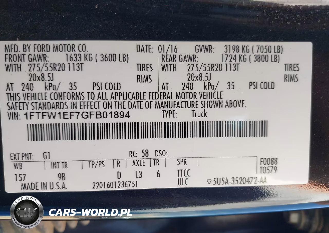 2016 Ford F-150 Platinum VIN:1FTFW1EF7GFB01894 - 9
