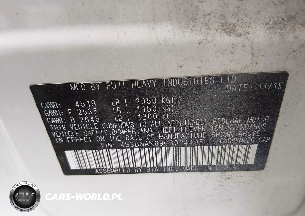 2016 Subaru Legacy 2.5I Limited VIN:4S3BNAN69G3024495 - 9