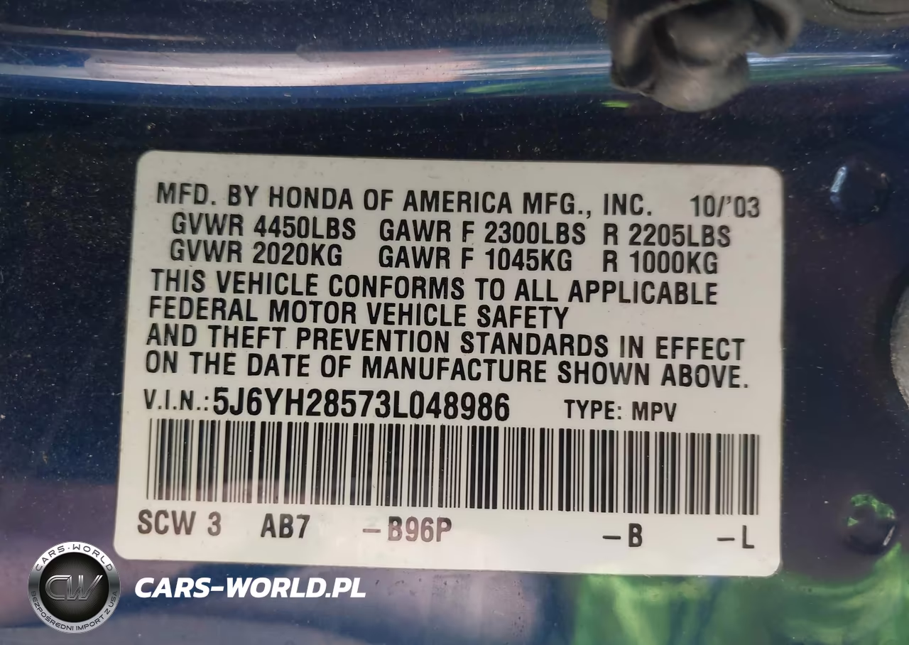 2003 Honda Element Ex VIN:5J6YH28573L048986 - 9