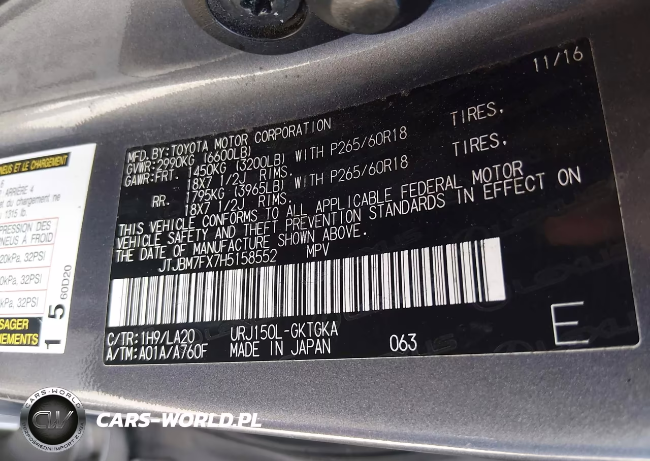 2017 Lexus Gx 460 VIN:JTJBM7FX7H5158552 - 9