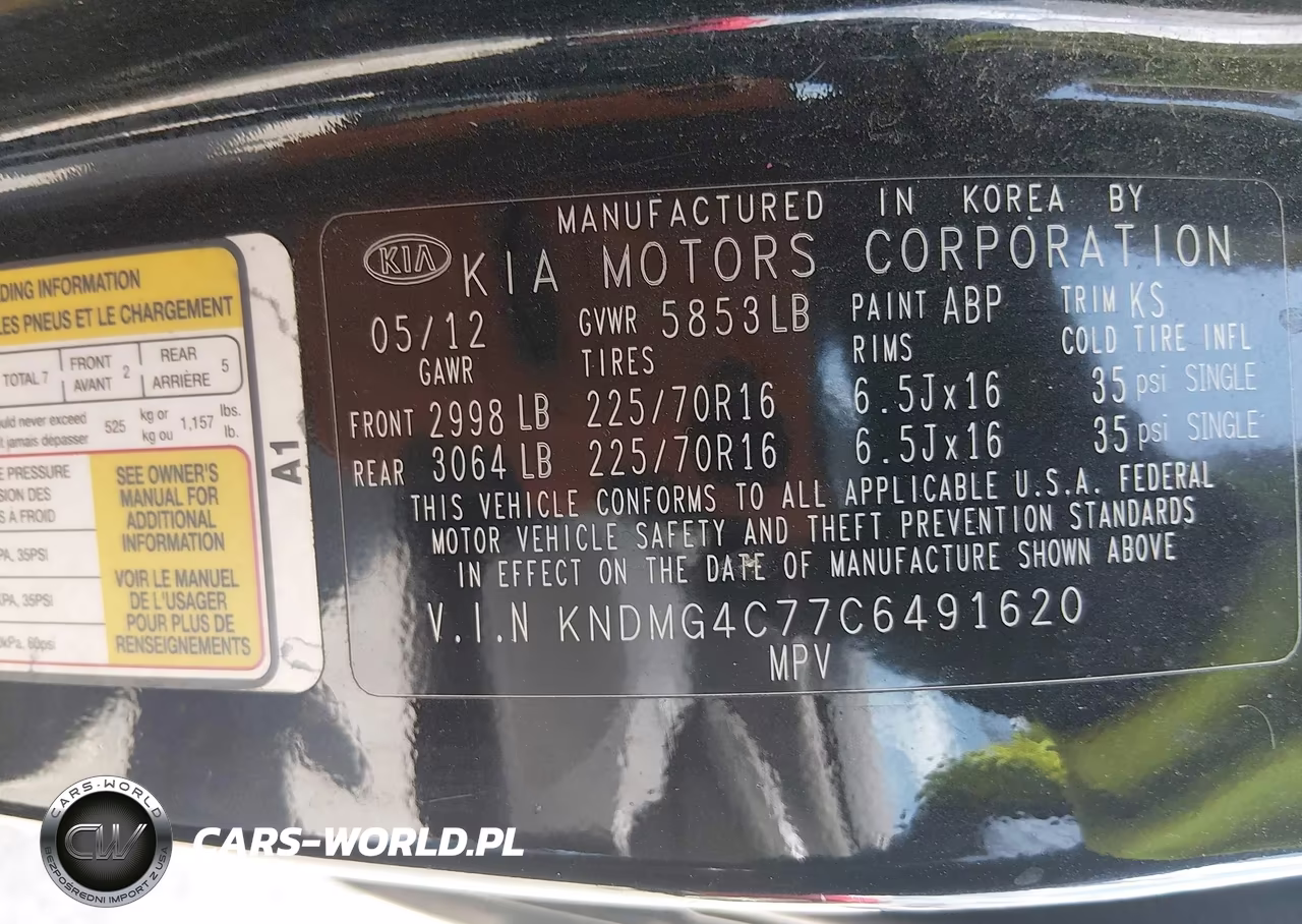 2012 Kia Sedona Lx VIN:KNDMG4C77C6491620 - 9
