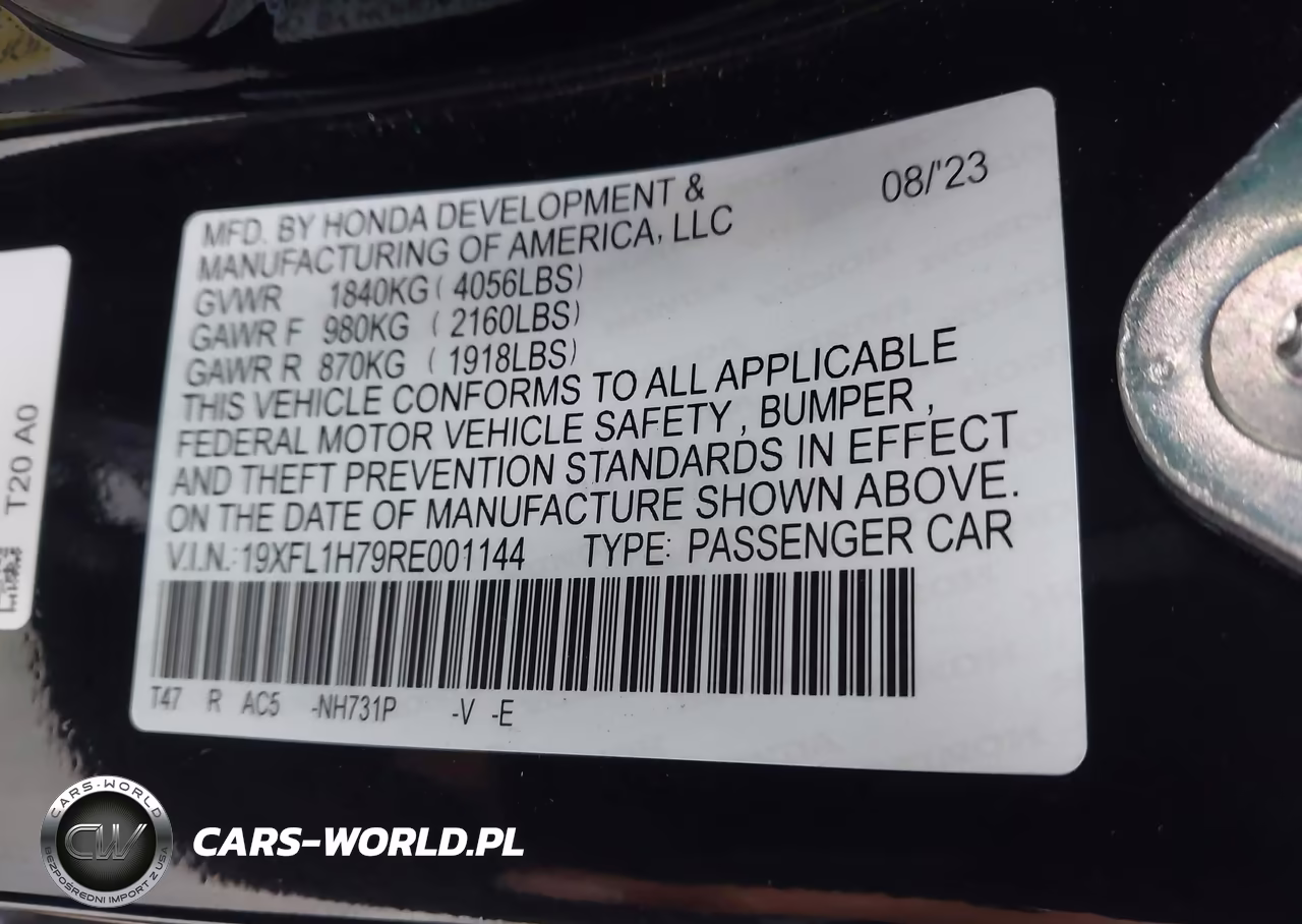 2024 Honda Civic Ex-L VIN:19XFL1H79RE001144 - 9