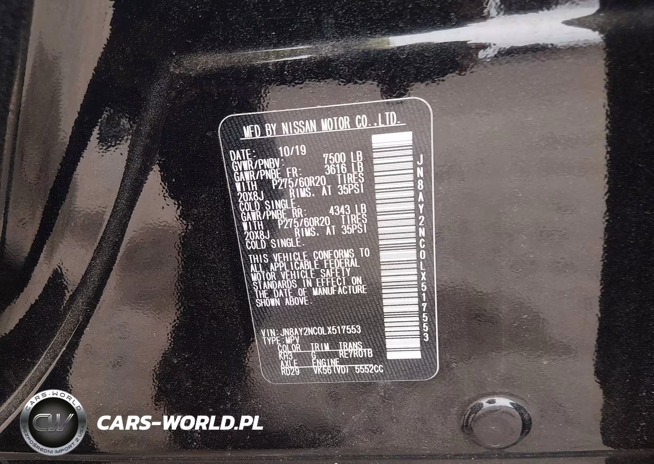 2020 Nissan Armada Sl 4Wd VIN:JN8AY2NC0LX517553 - 9