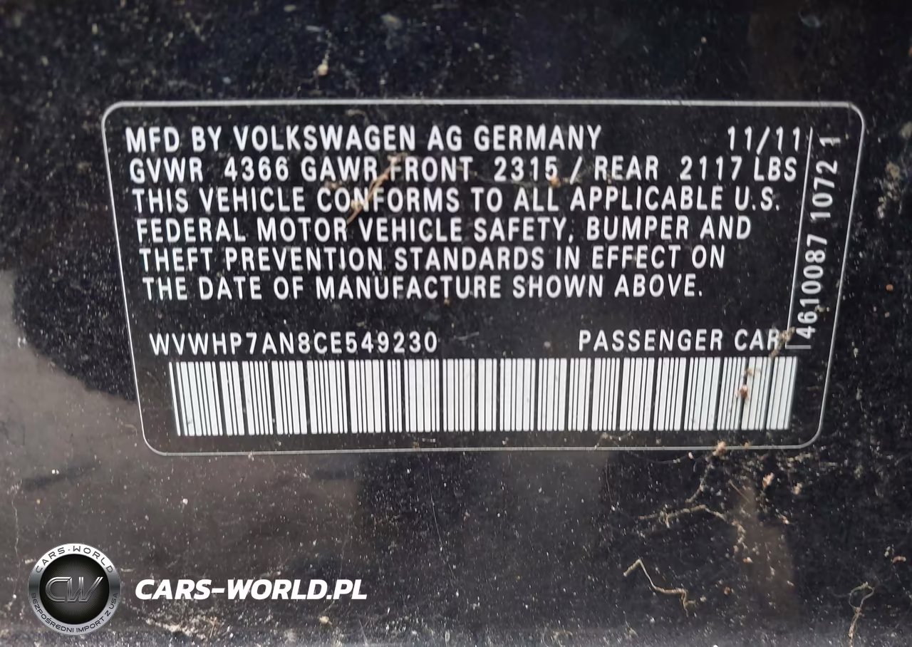 2012 Volkswagen Cc Lux Plus VIN:WVWHP7AN8CE549230 - 9