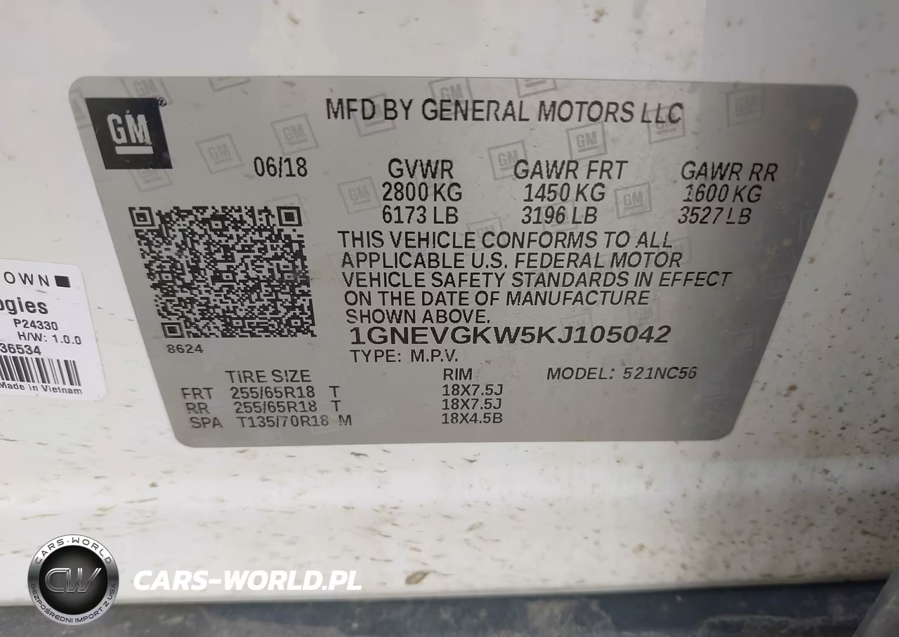 2019 Chevrolet Traverse 1Lt VIN:1GNEVGKW5KJ105042 - 9