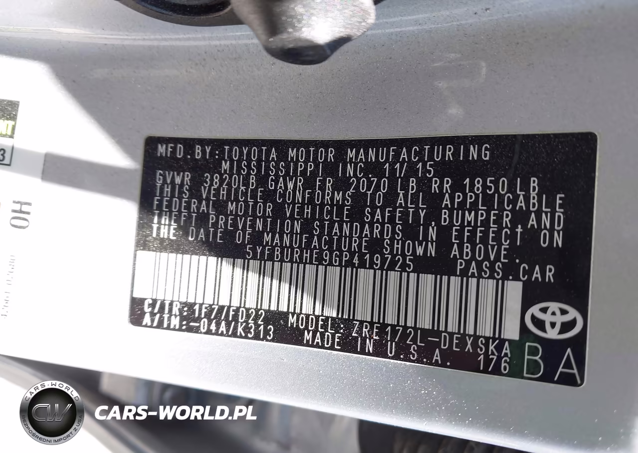 2016 Toyota Corolla S Plus VIN:5YFBURHE9GP419725 - 9