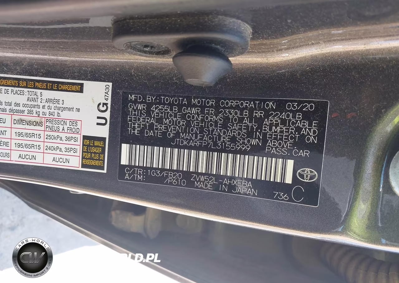 2020 Toyota Prius Prime Le VIN:JTDKARFP7L3155999 - 9