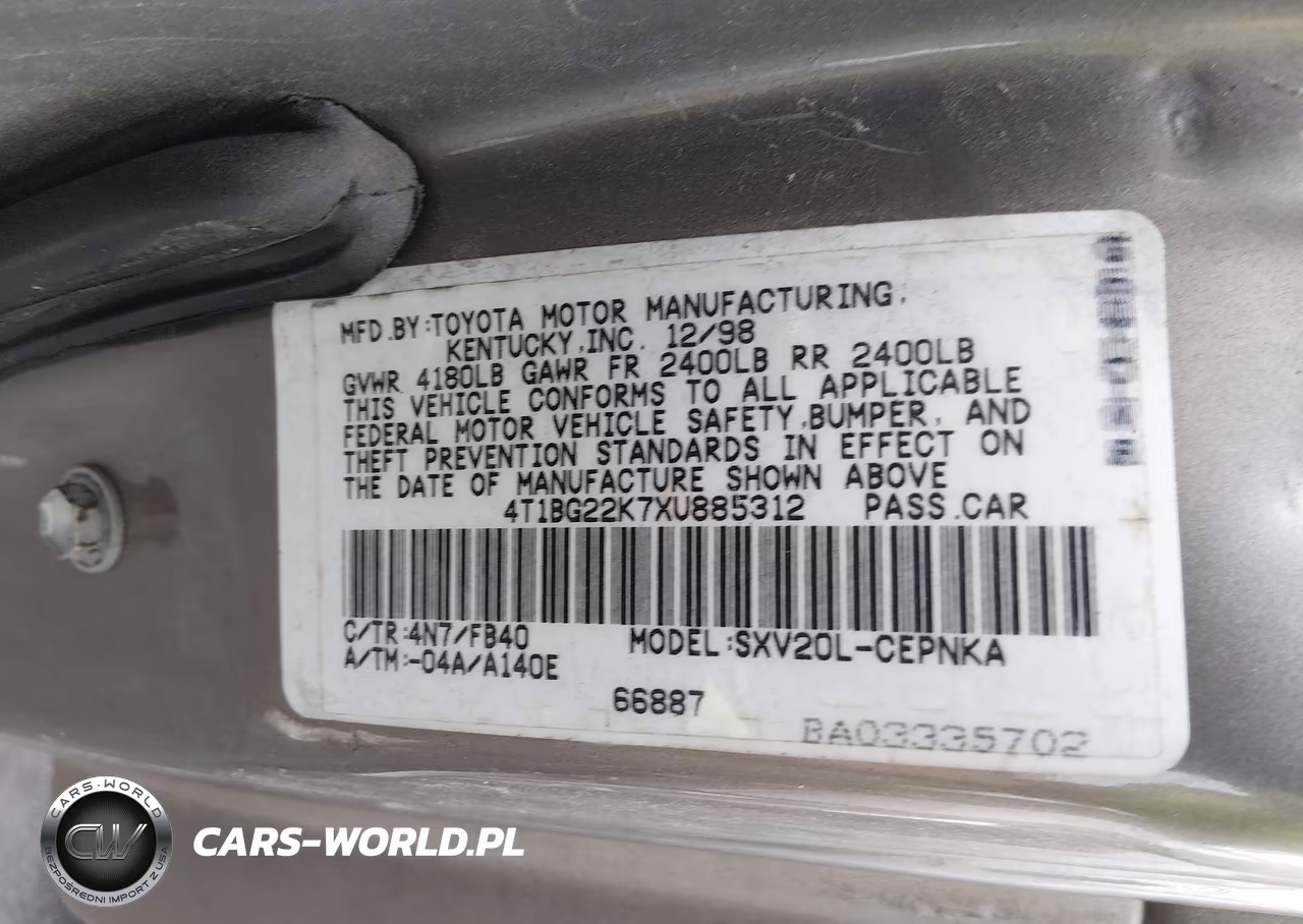 1999 Toyota Camry Le VIN:4T1BG22K7XU885312 - 9