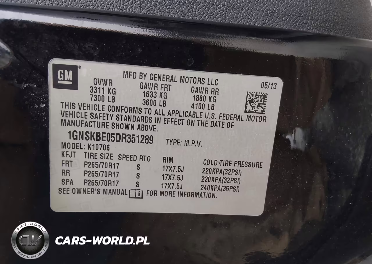 2013 Chevrolet Tahoe Lt VIN:1GNSKBE05DR351289 - 9