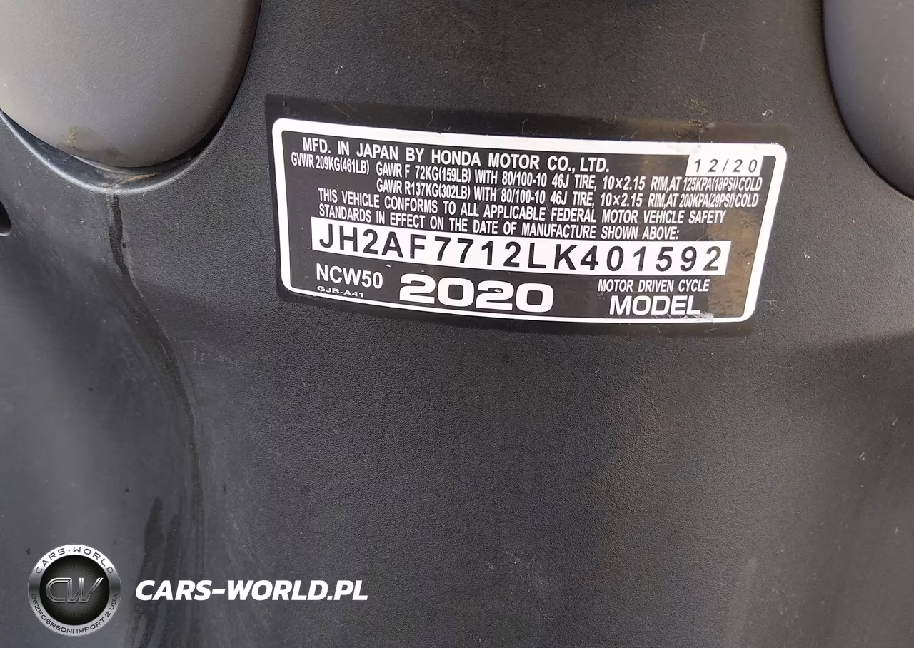 2020 Honda Ncw50 VIN:JH2AF7712LK401592 - 10