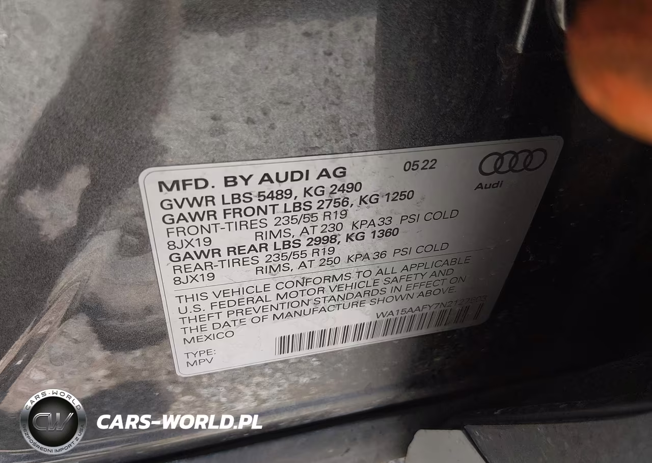 2022 Audi Q5 Sportback Premium Plus 45 Tfsi S Line Quattro S Tronic VIN:WA15AAFY7N2127503 - 9