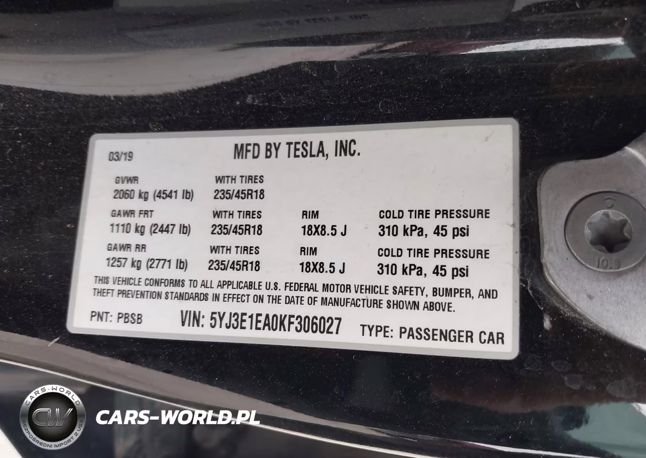 2019 Tesla Model 3 Long Range-Mid Range-Standard Range-Standard Range Plus VIN:5YJ3E1EA0KF306027 - 9