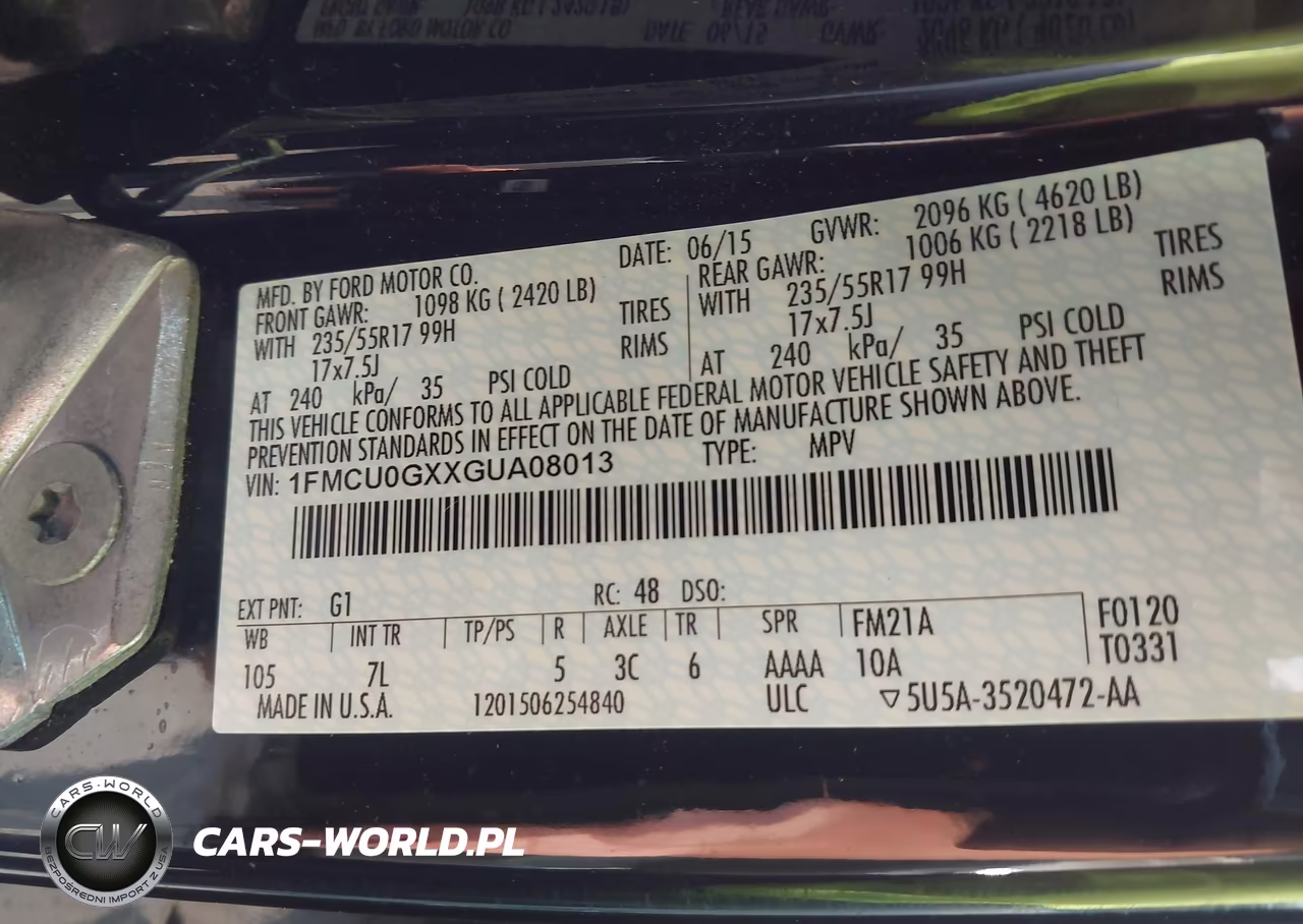 2016 Ford Escape Se VIN:1FMCU0GXXGUA08013 - 9