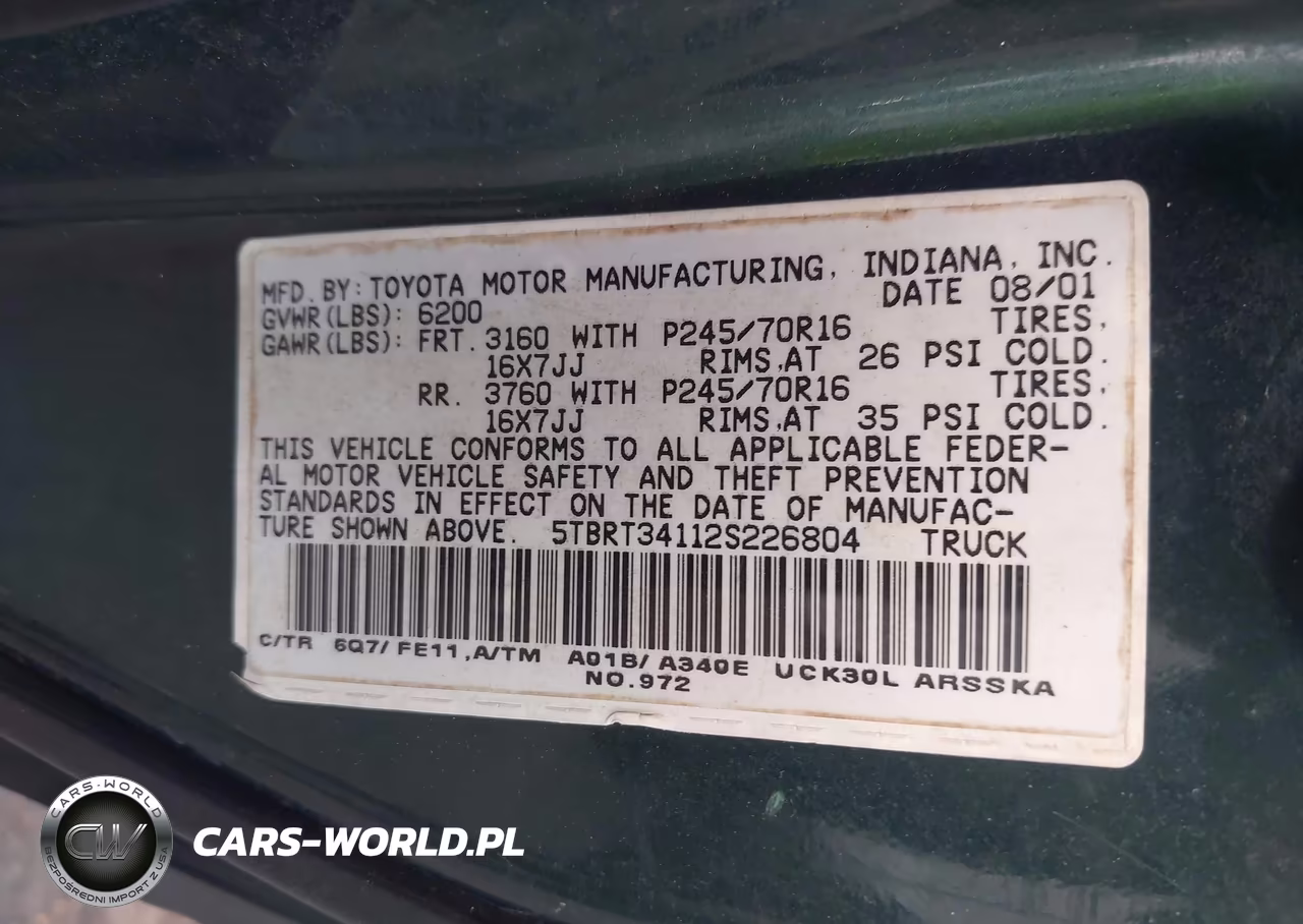 2002 Toyota Tundra Sr5 V8 VIN:5TBRT34112S226804 - 9