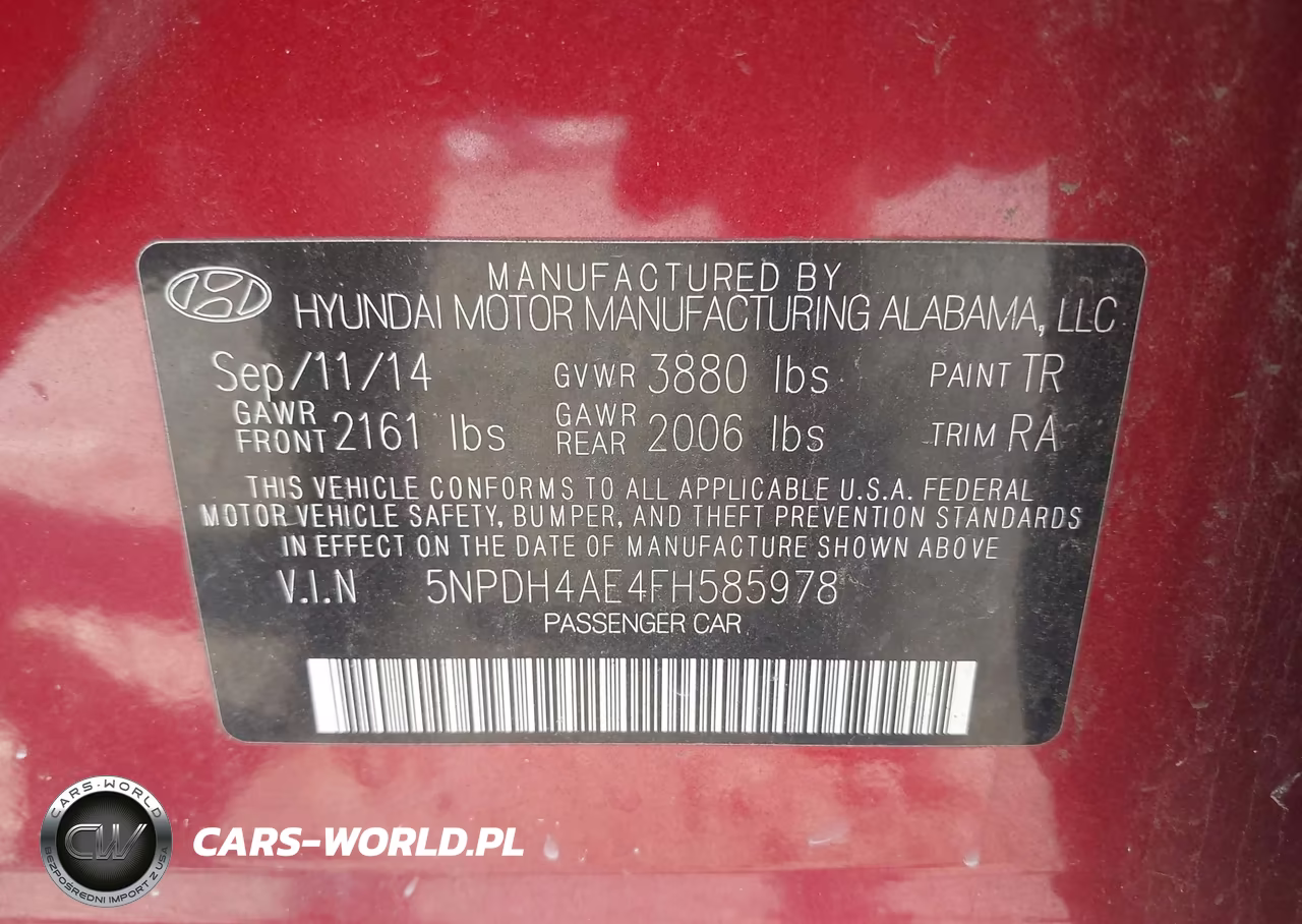 2015 Hyundai Elantra Se VIN:5NPDH4AE4FH585978 - 9