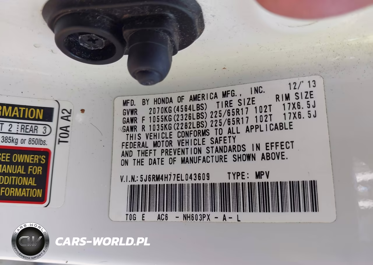 2014 Honda Cr-V Ex-L VIN:5J6RM4H77EL043609 - 9