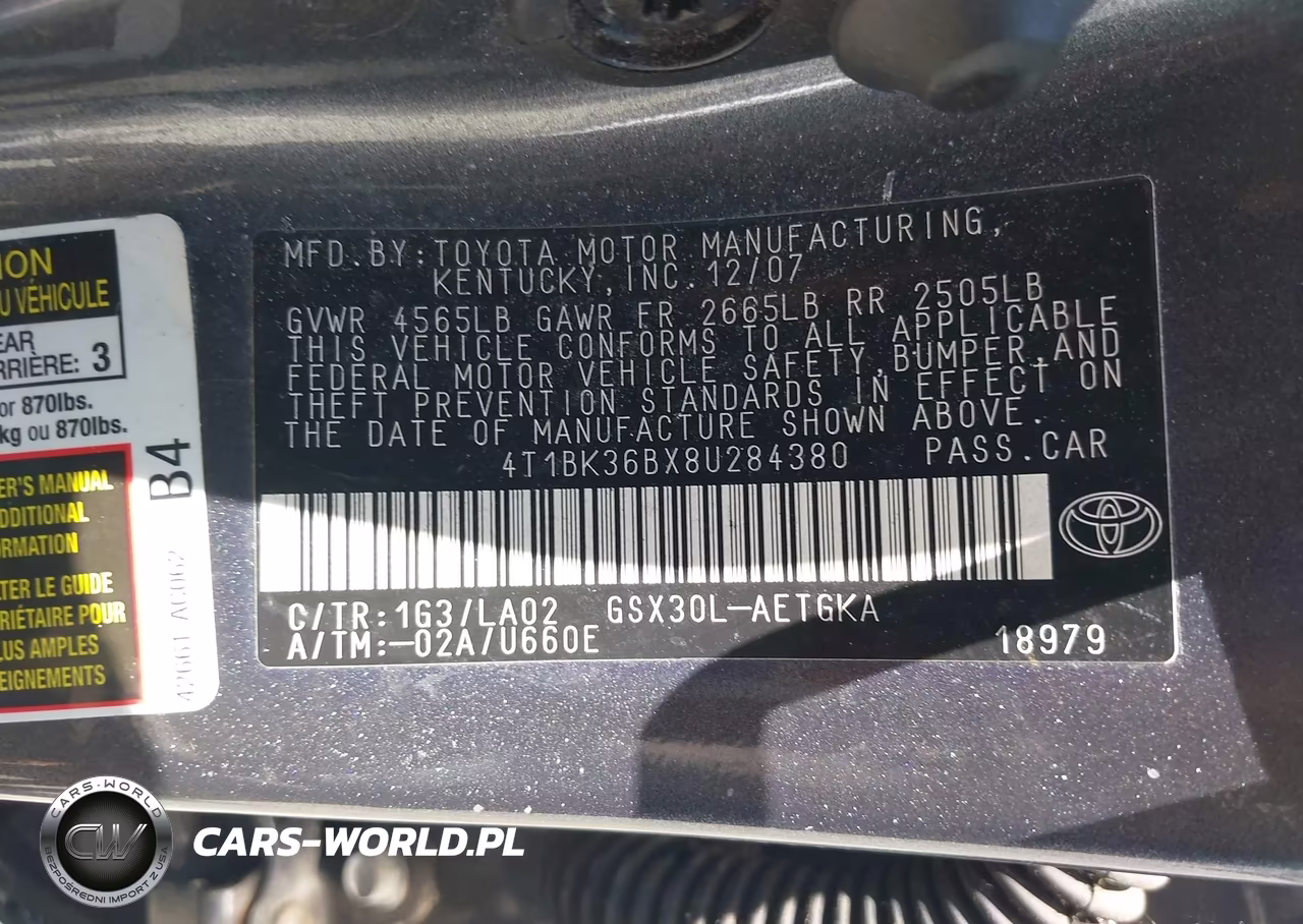 2008 Toyota Avalon Xls VIN:4T1BK36BX8U284380 - 9