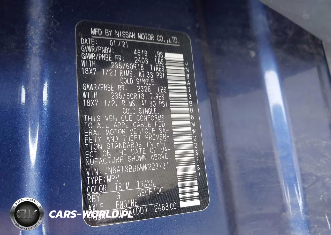 2021 Nissan Rogue Sv Intelligent Awd VIN:JN8AT3BB8MW223731 - 9