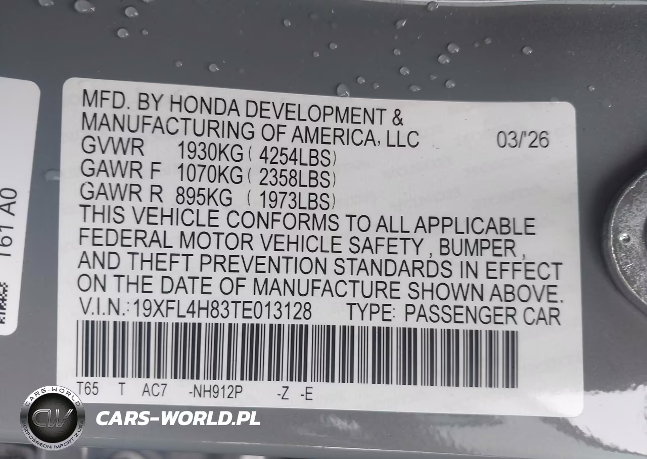 2026 Honda Civic Hybrid Sport VIN:19XFL4H83TE013128 - 9