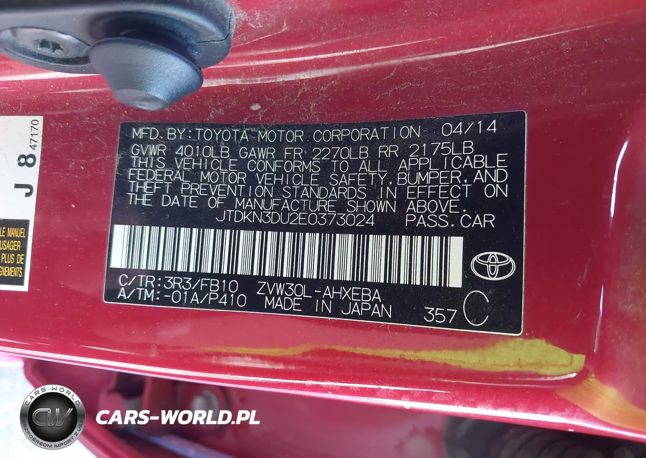 2014 Toyota Prius Two VIN:JTDKN3DU2E0373024 - 9