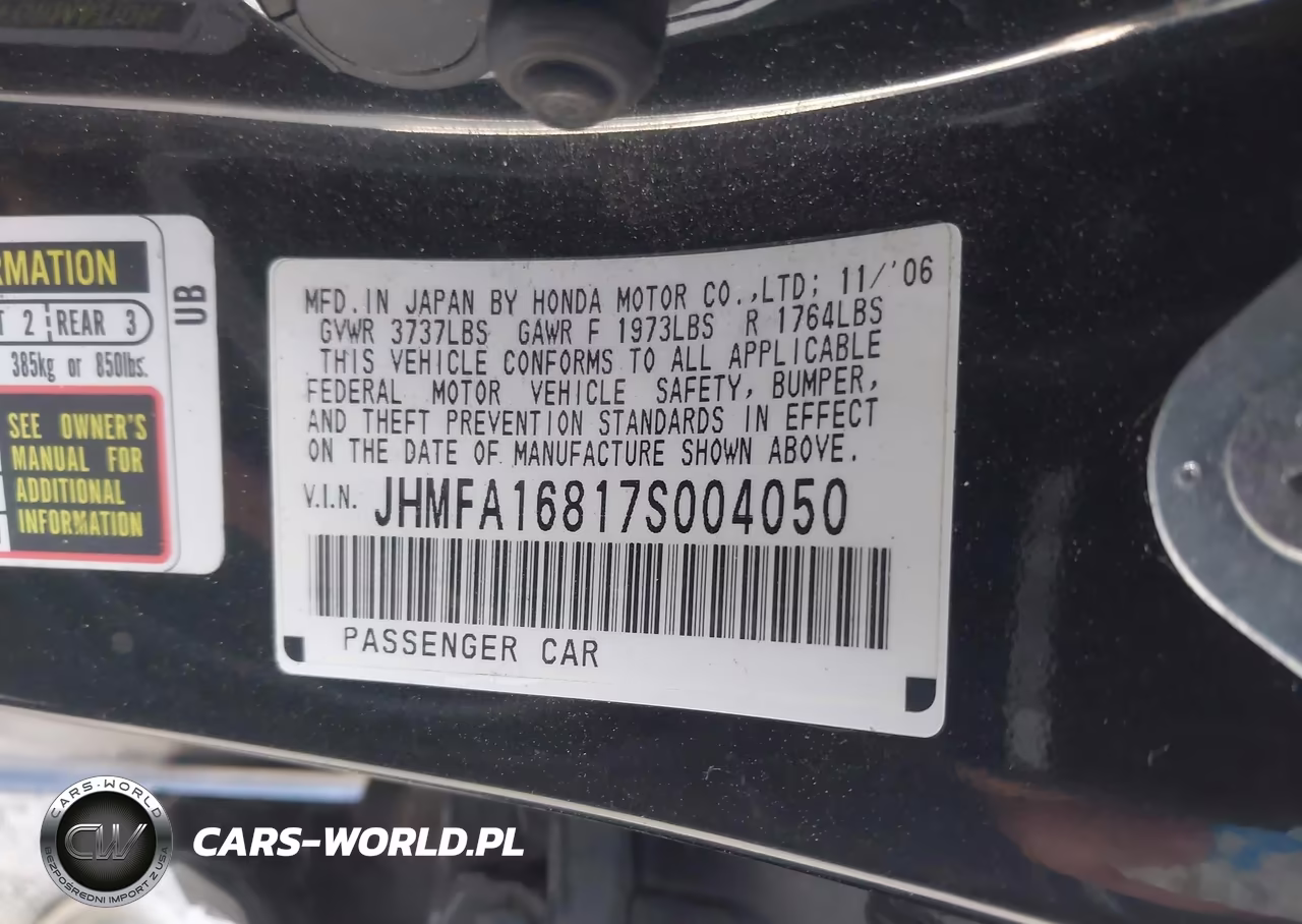 2007 Honda Civic Ex VIN:JHMFA16817S004050 - 9