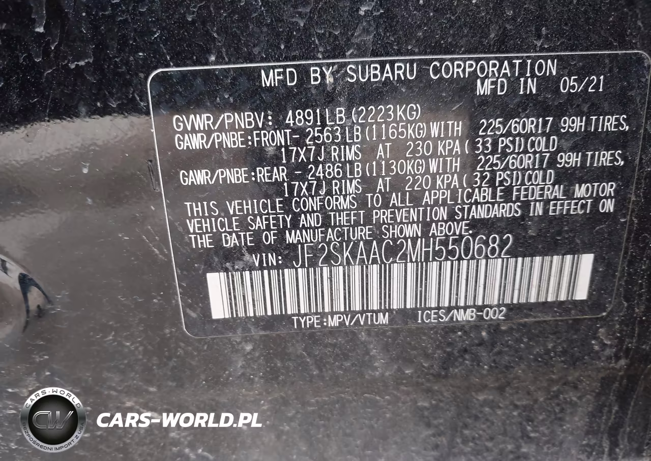 2021 Subaru Forester VIN:JF2SKAAC2MH550682 - 9
