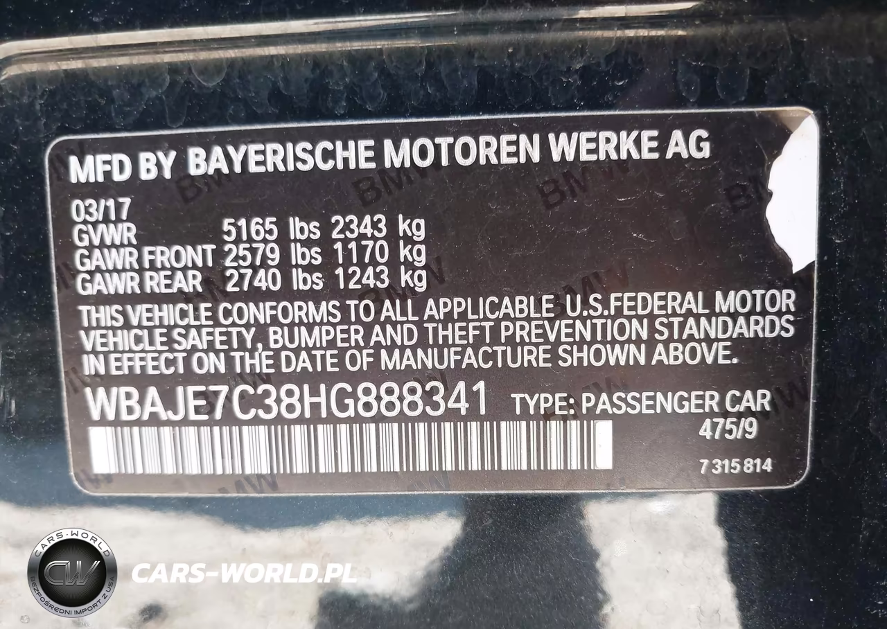 2017 BMW 540I xDrive VIN:WBAJE7C38HG888341 - 9