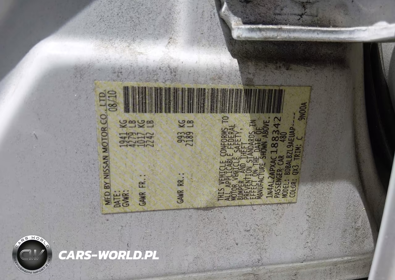2010 Nissan Altima 2.5 S VIN:1N4AL2APXAC188342 - 9
