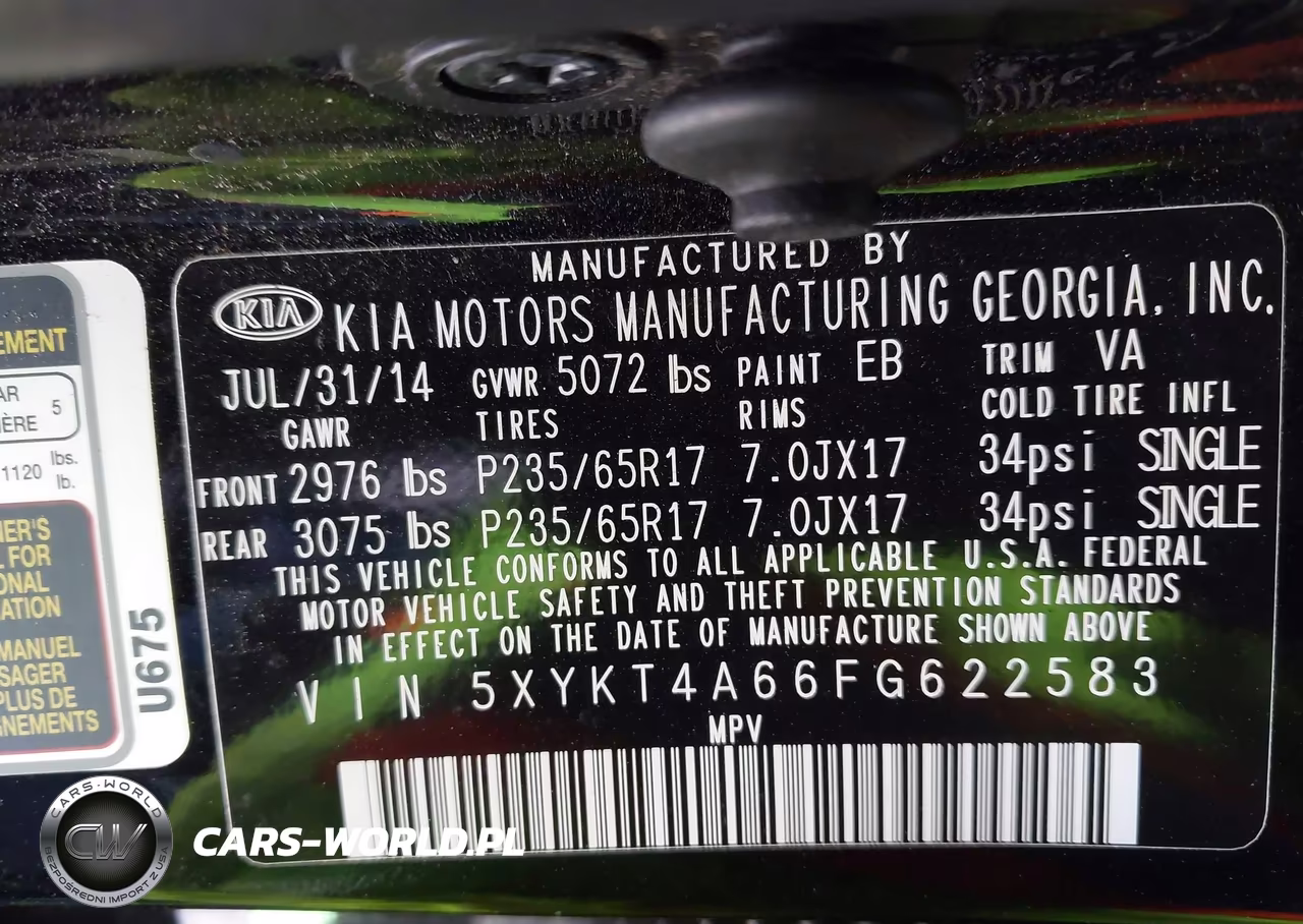 2015 Kia Sorento Lx VIN:5XYKT4A66FG622583 - 9