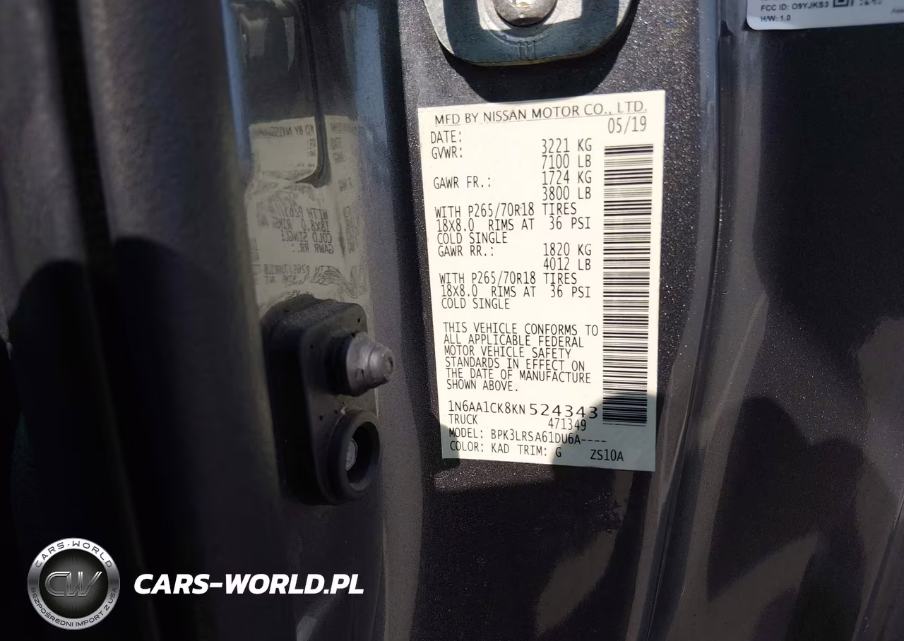 2019 Nissan Titan S VIN:1N6AA1CK8KN524343 - 9