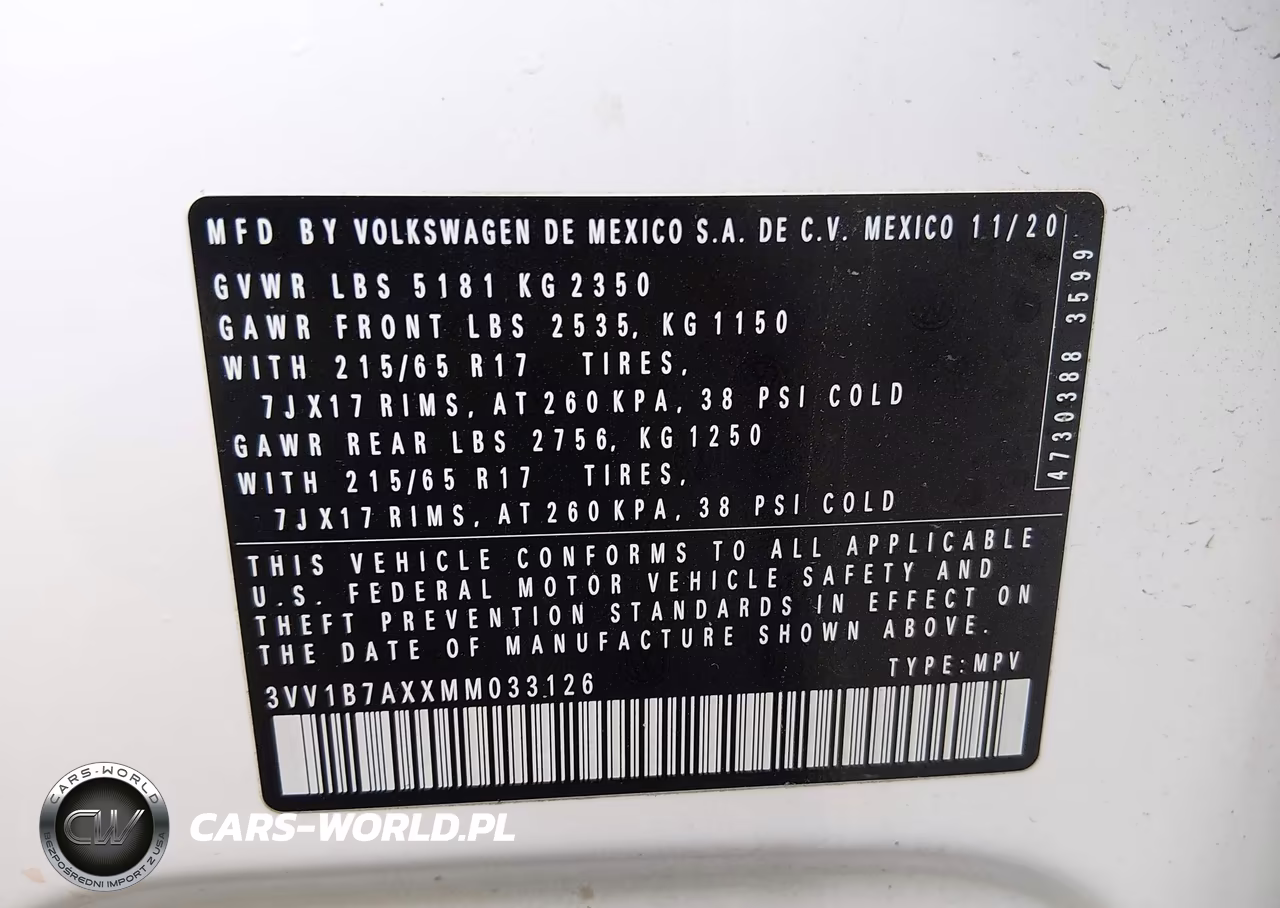 2021 Volkswagen Tiguan 2.0T S VIN:3VV1B7AXXMM033126 - 9