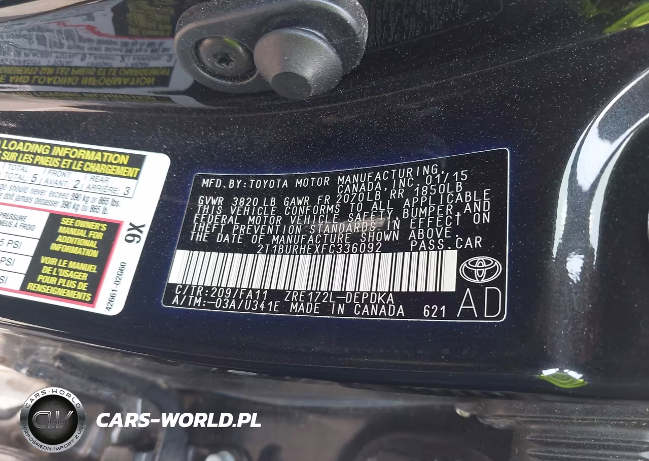 2015 Toyota Corolla L VIN:2T1BURHEXFC336092 - 9