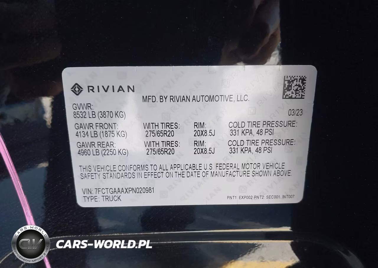 2023 Rivian R1T Adventure Quad Motor Large Pack VIN:7FCTGAAAXPN020981 - 9