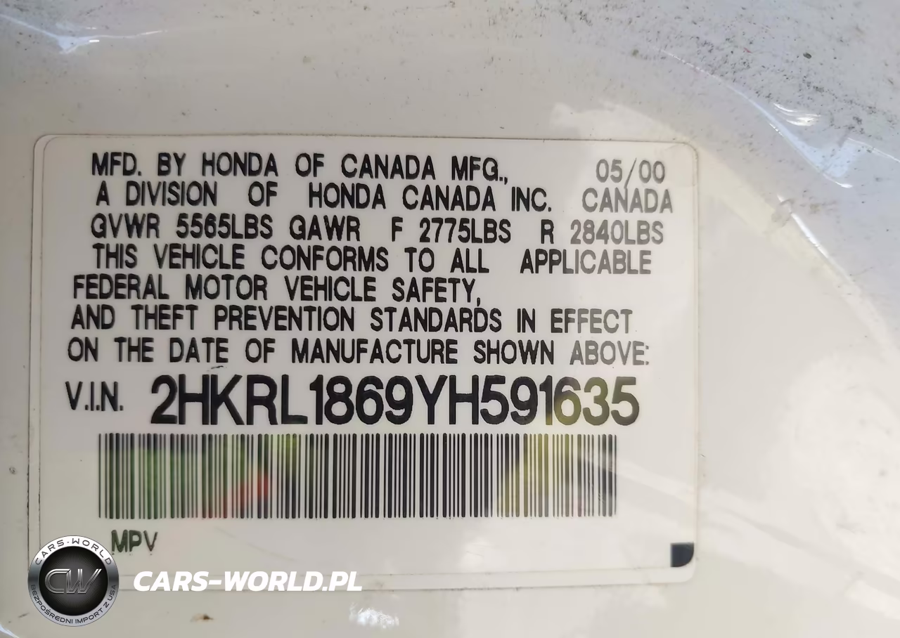 2000 Honda Odyssey Ex VIN:2HKRL1869YH591635 - 9