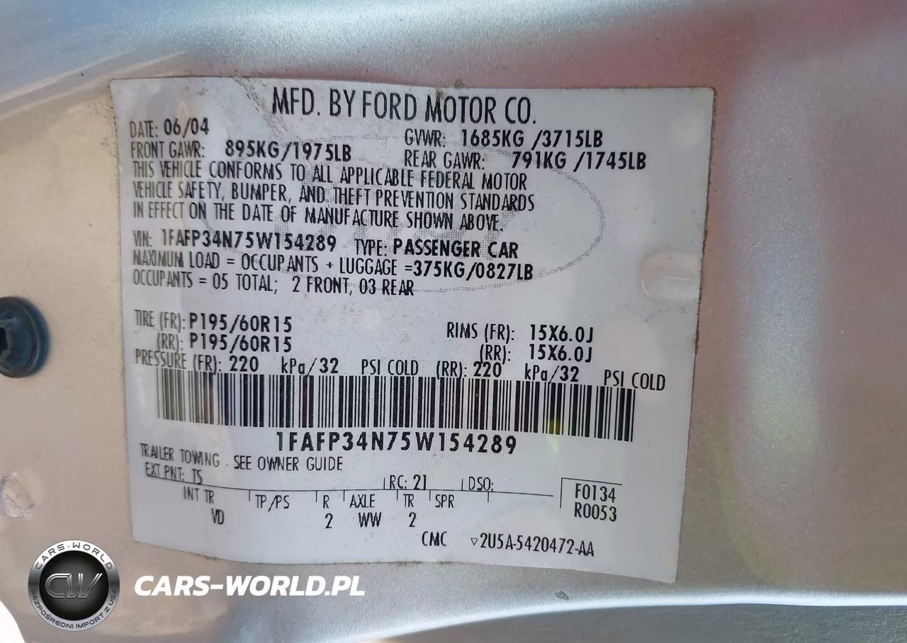 2005 Ford Focus Zx4 VIN:1FAFP34N75W154289 - 9