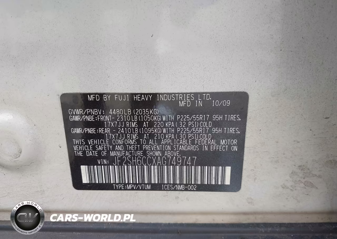 2010 Subaru Forester 2.5X Premium VIN:JF2SH6CCXAG749747 - 9
