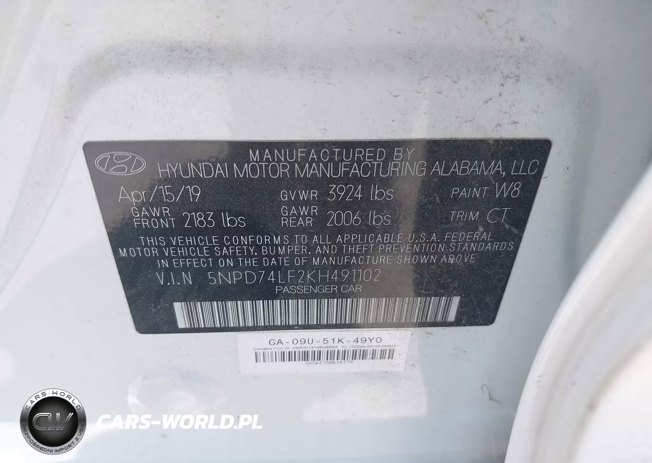 2019 Hyundai Elantra Se VIN:5NPD74LF2KH491102 - 9