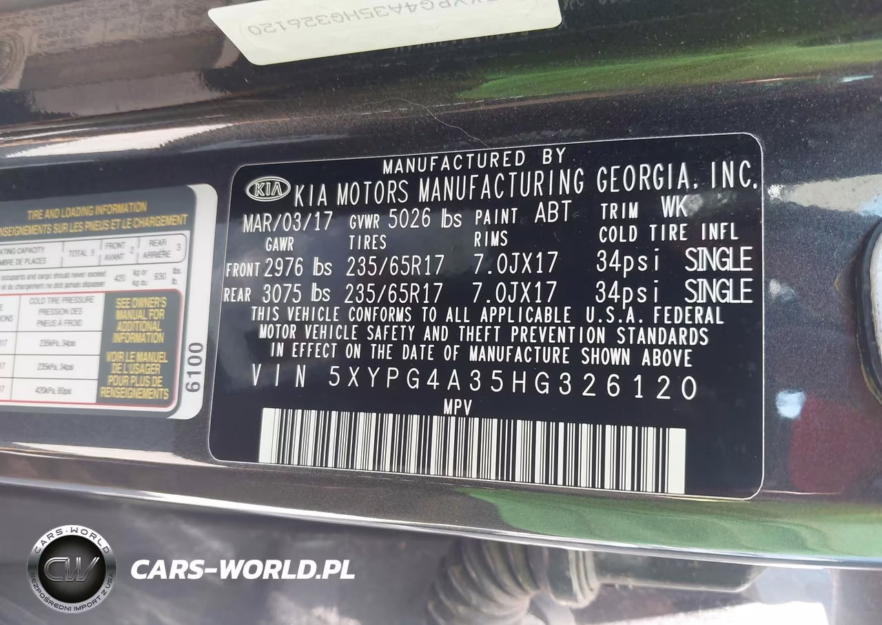 2017 Kia Sorento 2.4L Lx VIN:5XYPG4A35HG326120 - 9