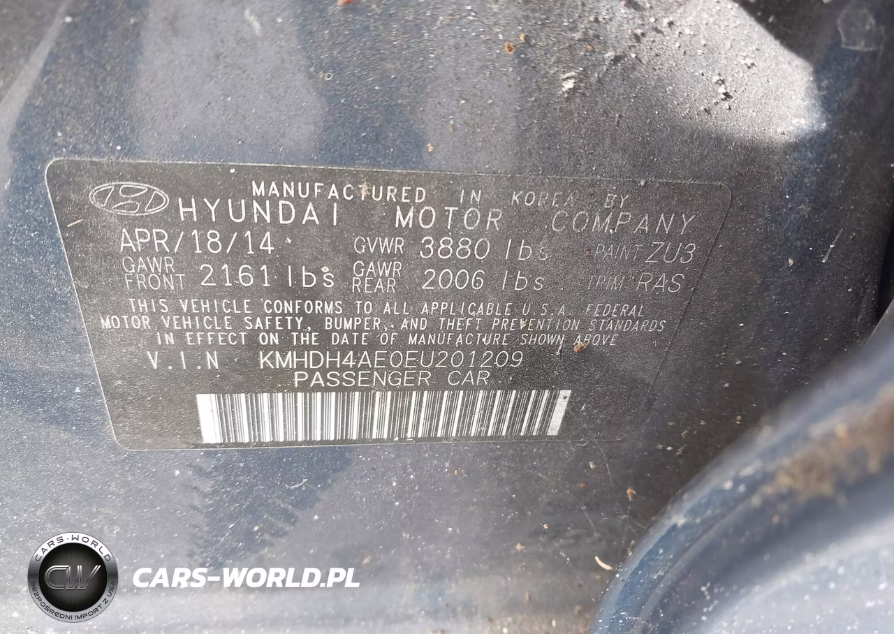 2014 Hyundai Elantra Se VIN:KMHDH4AE0EU201209 - 9