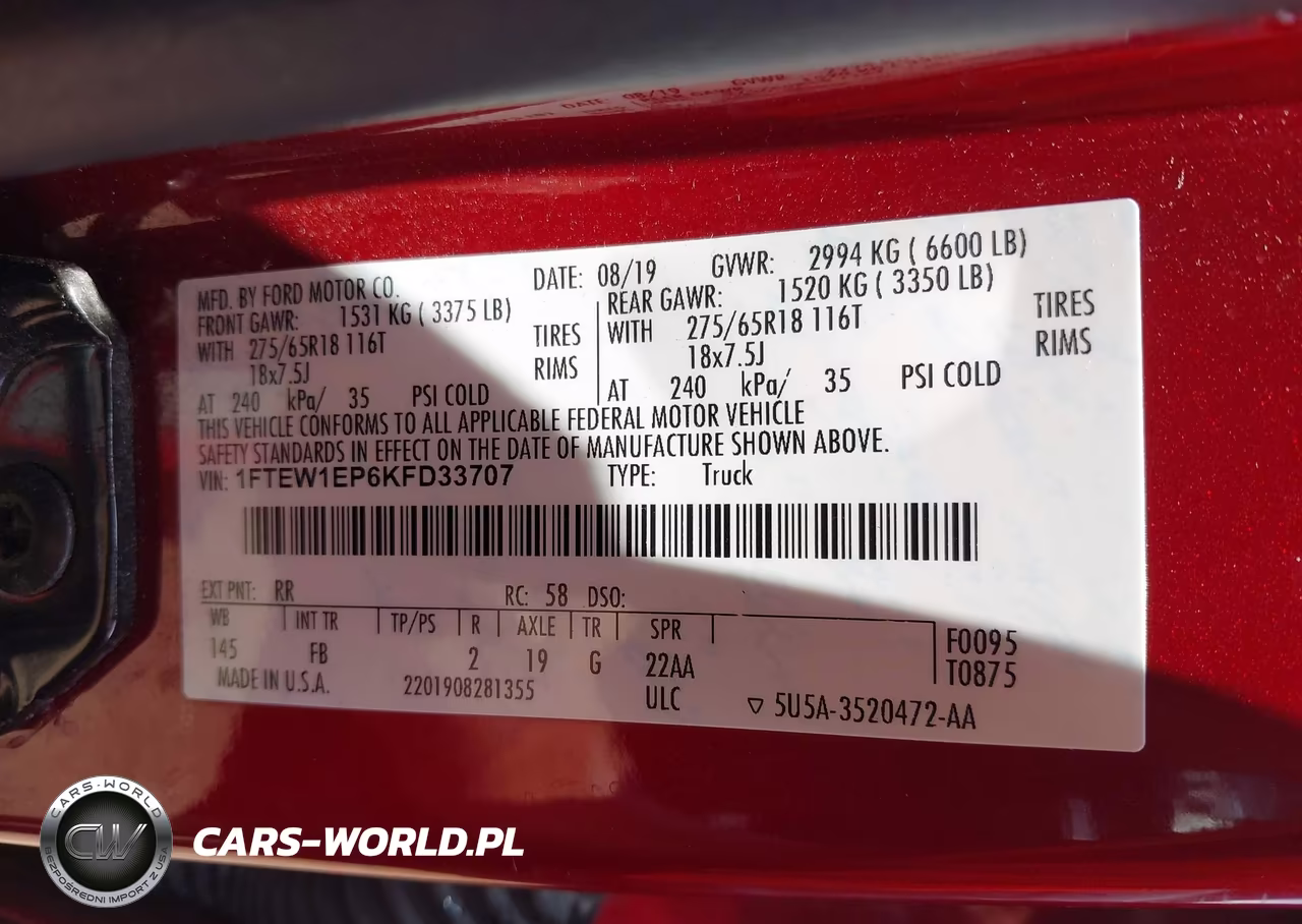 2019 Ford F-150 Xlt VIN:1FTEW1EP6KFD33707 - 9