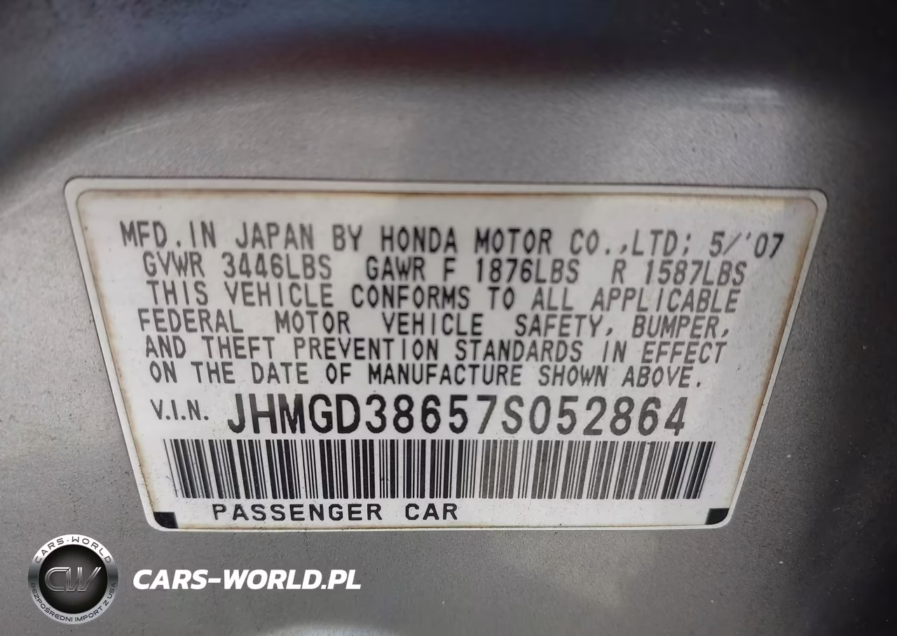 2007 Honda Fit Sport VIN:JHMGD38657S052864 - 9