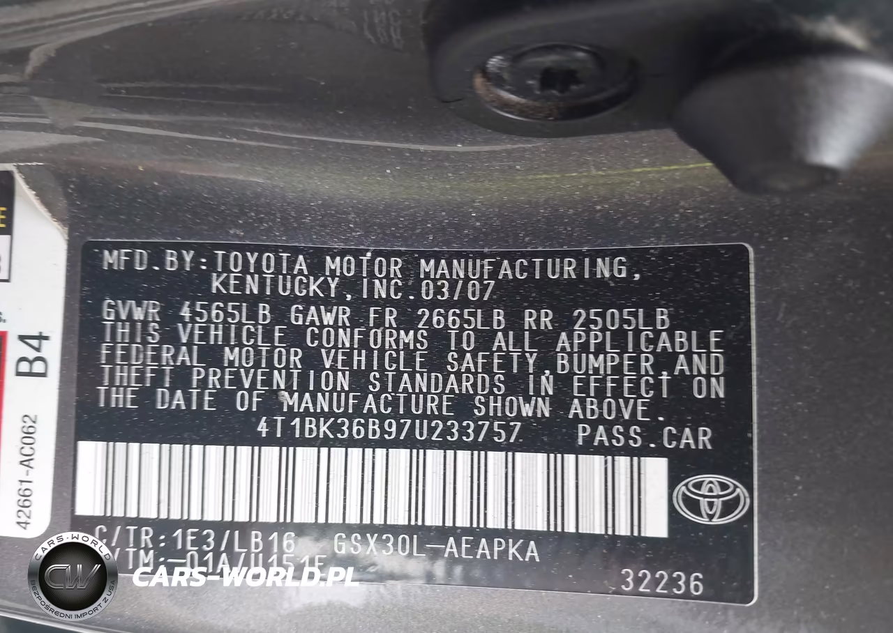 2007 Toyota Avalon Limited VIN:4T1BK36B97U233757 - 9
