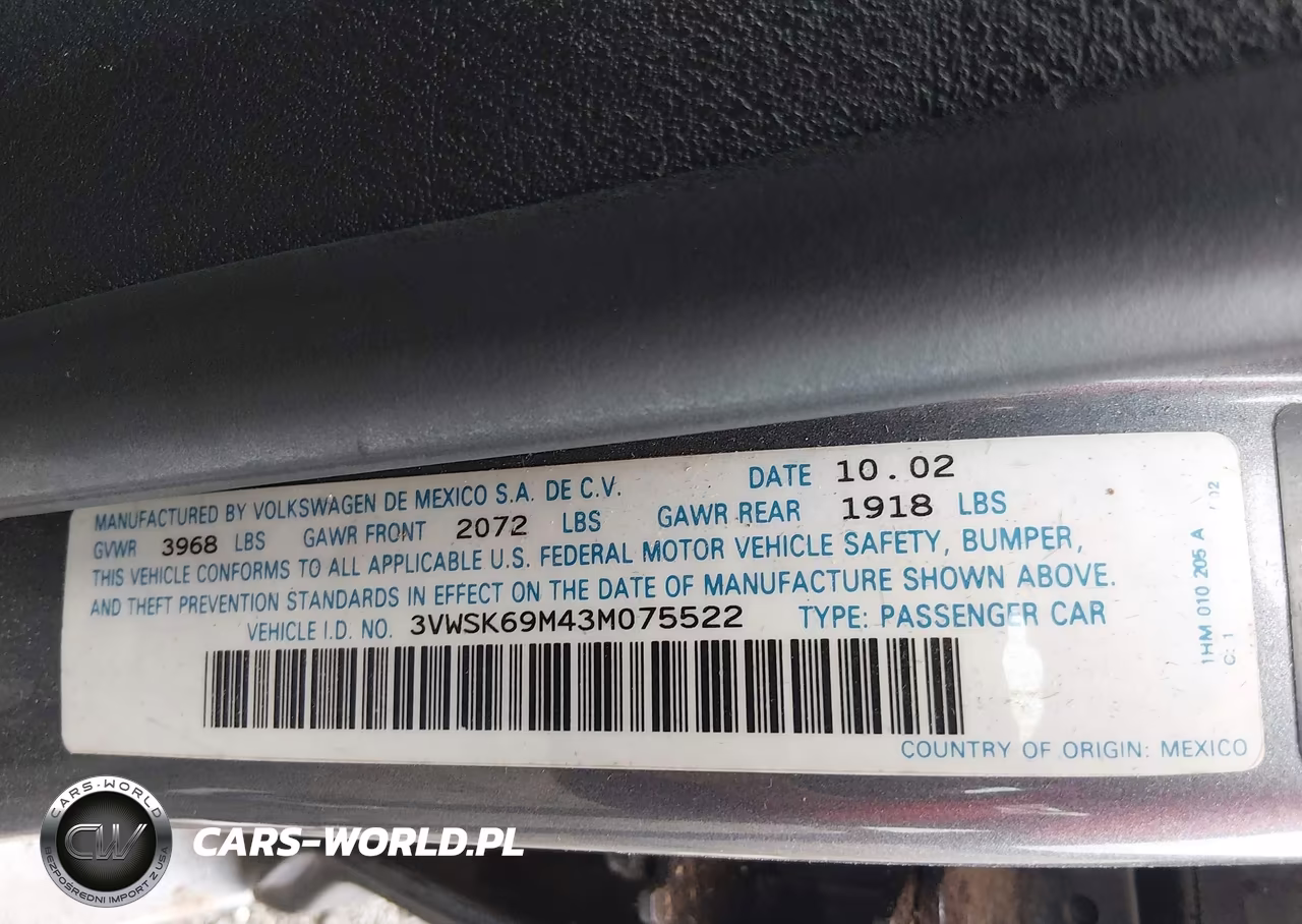 2003 Volkswagen Jetta Gls 2.0L VIN:3VWSK69M43M075522 - 9