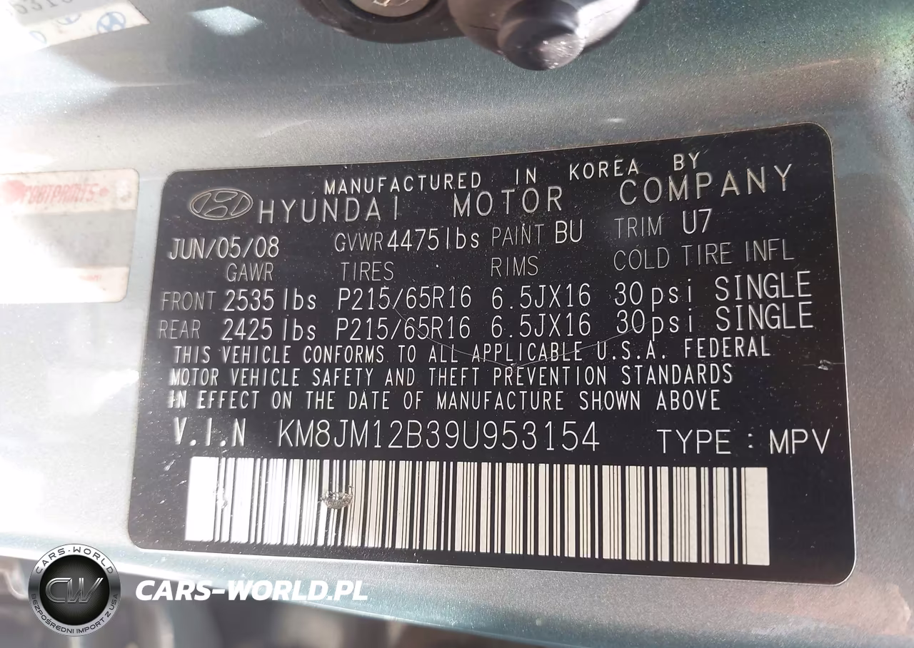 2009 Hyundai Tucson Gls VIN:KM8JM12B39U953154 - 9