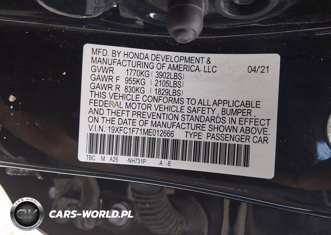 2021 Honda Civic Ex-L VIN:19XFC1F71ME012666 - 9