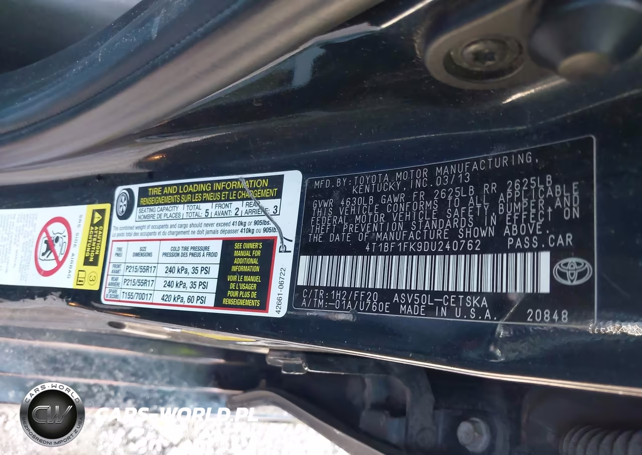 2013 Toyota Camry Se VIN:4T1BF1FK9DU240762 - 9
