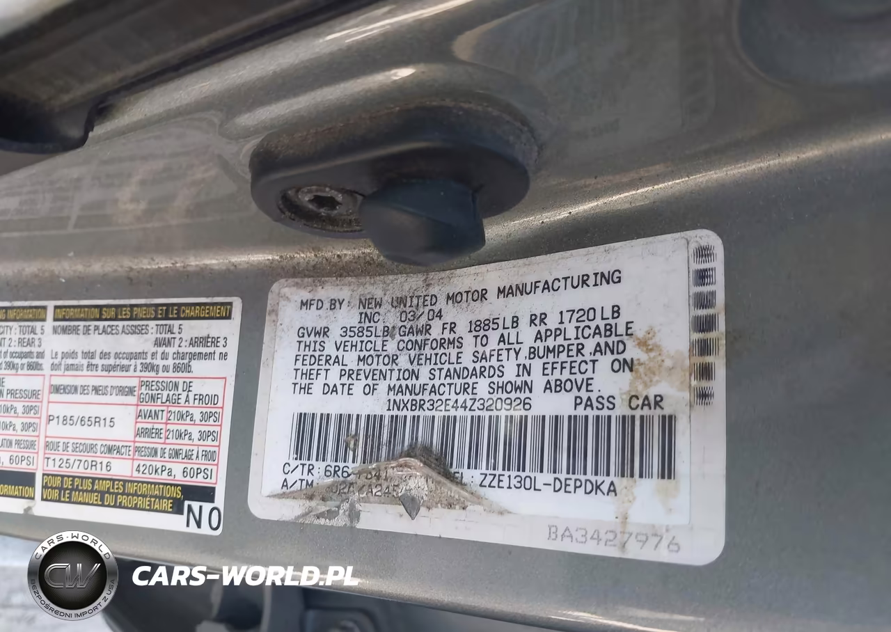 2004 Toyota Corolla Ce VIN:1NXBR32E44Z320926 - 9