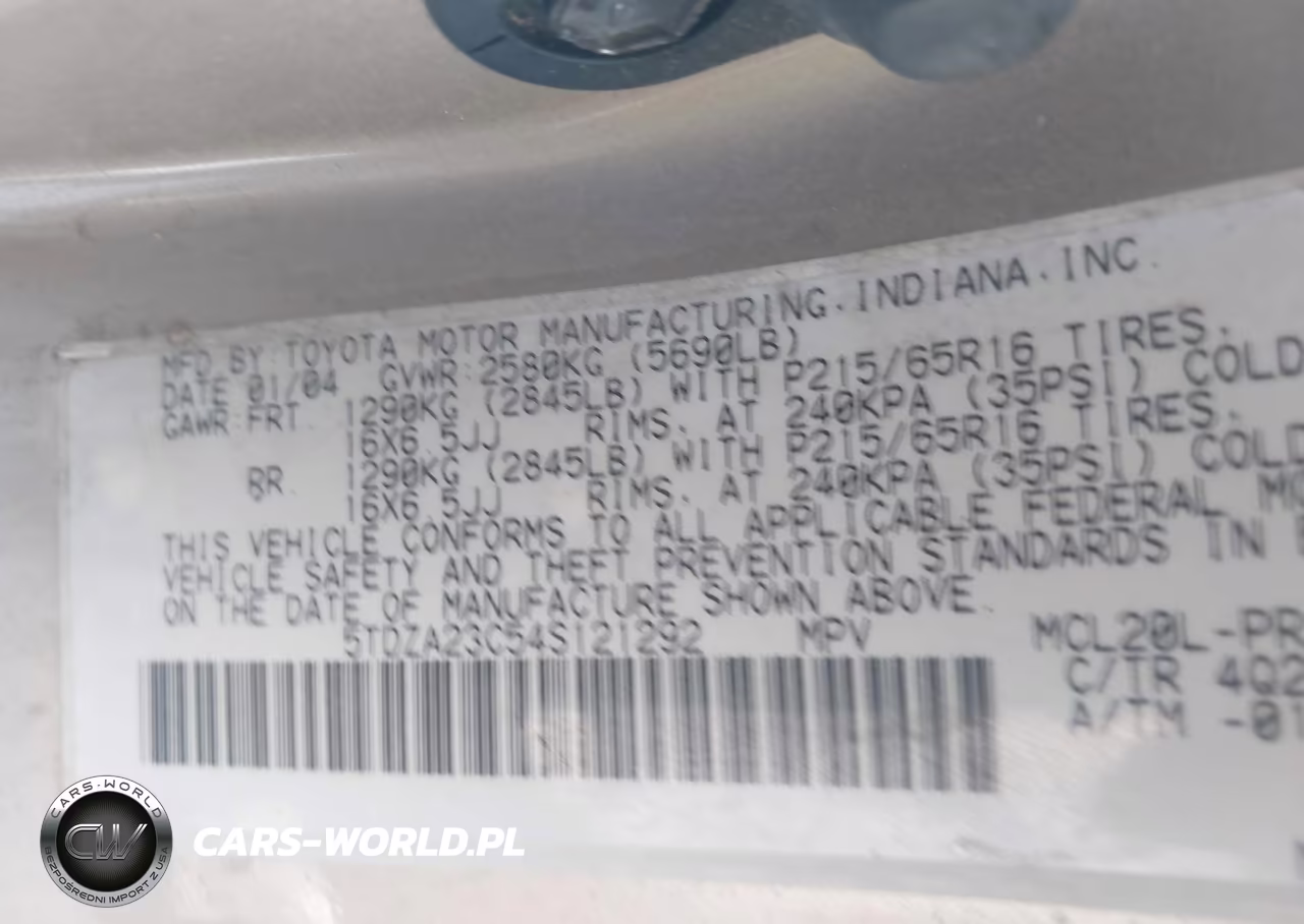 2004 Toyota Sienna Le VIN:5TDZA23C54S121292 - 9