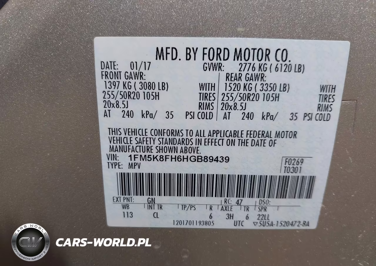 2017 Ford Explorer Limited VIN:1FM5K8FH6HGB89439 - 9